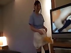 chinese hotel woman servant getting drilled